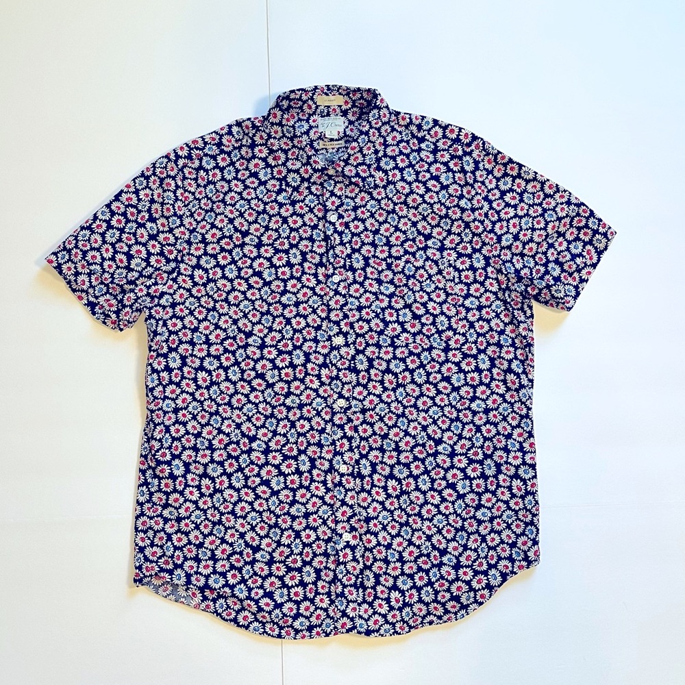 J. Crew Short-sleeve Secret Wash organic cotton poplin shirt - Large